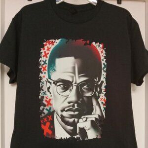 Black History Malcolm X Graphic Print T-Shirt Black